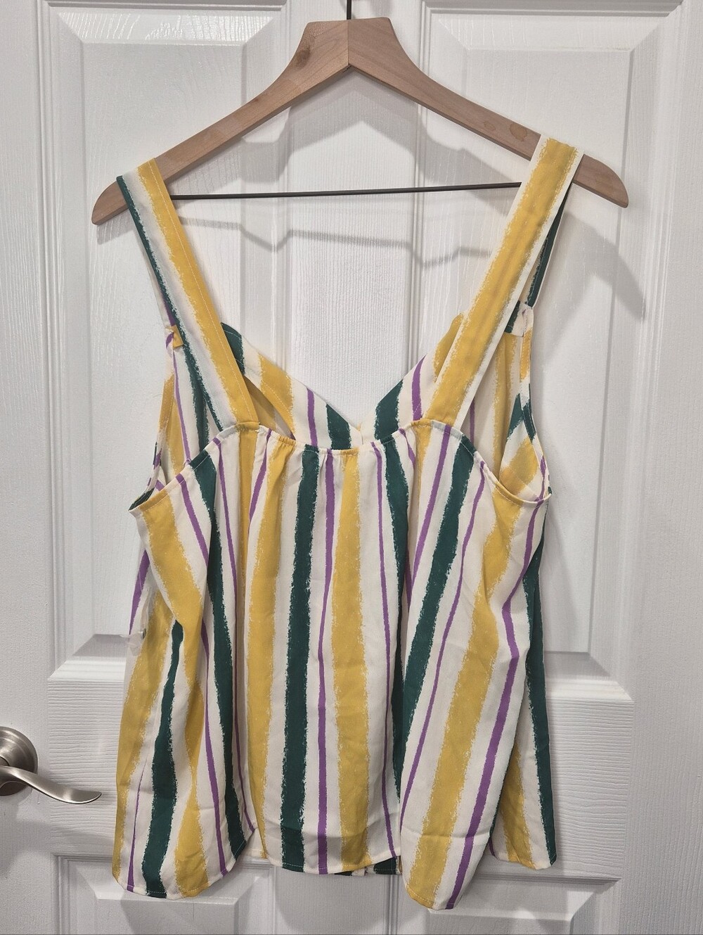 NWT ModCloth Striped‎ Yellow Green Purple Sleeveless Button Front Tank Top XL - Picture 4 of 14
